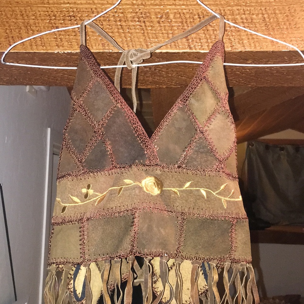 100% leather cropped top